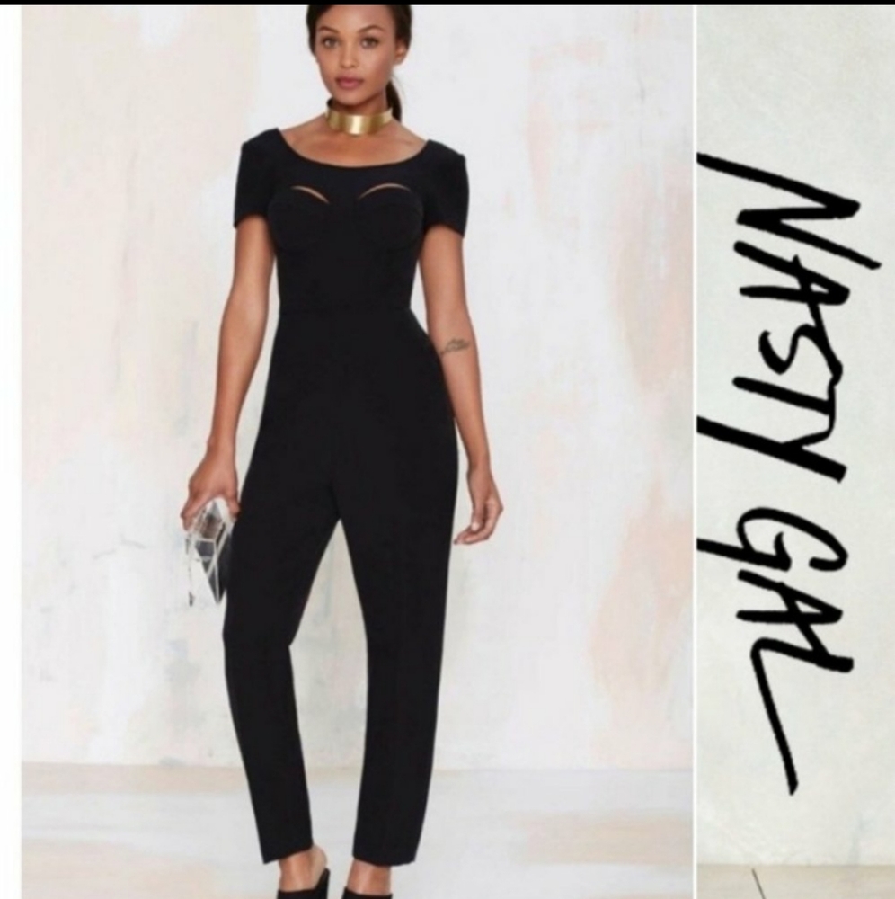 Nasty Gal Black Short Sleeve Jumpsuit Small NWT